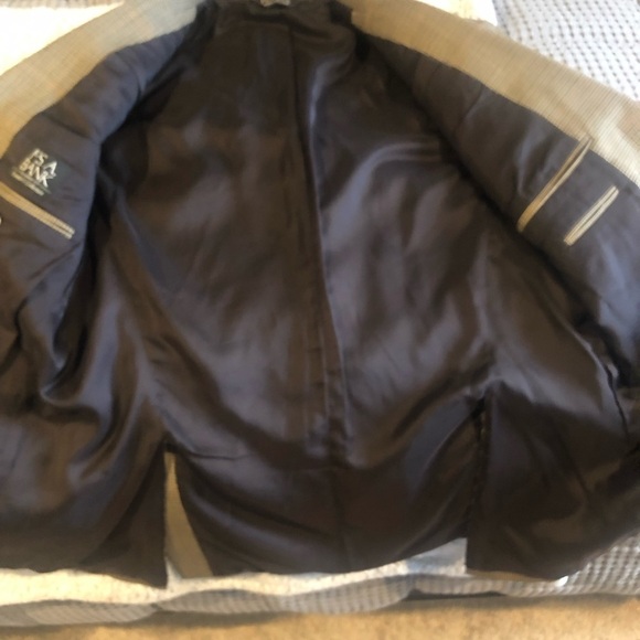 Jos A Banks Wool Blazer Sports Coat Tan Gun club check 42R - Picture 9 of 16